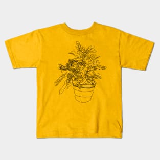 Beautiful house plant line art Kids T-Shirt